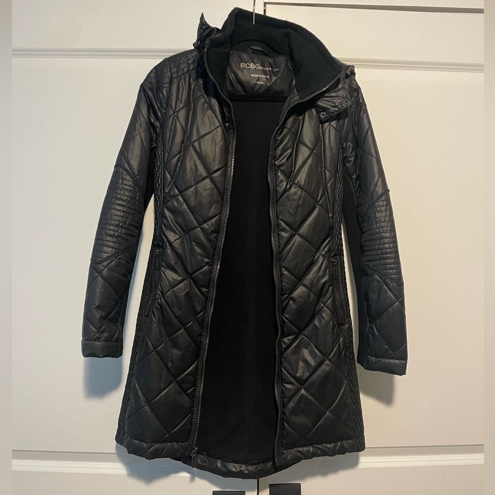 BCBGeneration Quilted Black Puffer Jacket Sz XS